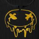 LovelyWholesale Graphic Crop Tops for Women Cropped Tank Tops V Neck Ribbed Shirts Black Smile X-Large (XS)