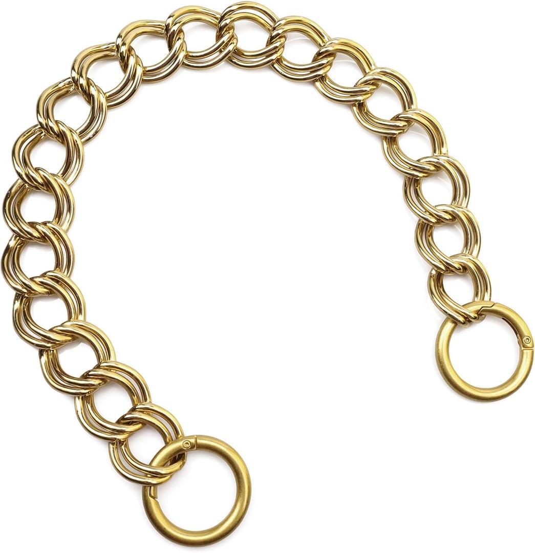 Errienpin 15.7 Inch Chunky Purse Chain Handles | Double Chain with Oversized O Ring | Short Strap Replacement for Handbags & Shoulder BagsBrass
