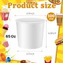 Hoolerry 100 Pcs 85 oz Paper Bucket Cardboard Food Bucket Bulk Disposable Food Container for Birthday Party, Wedding, Baby Shower, Event Gather Party Supplies (Cardboard,White)