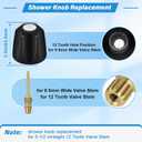 Metal Matte Black Shower Knob 2 Piece Replacement, Compatible with Price/Pfister Verve Tub Shower Handle, 2 Faucet Handle Trim Kit, for 12 Tooth 9.5mm Valve stem, Height 2.35 in Width 2.35 in