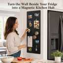 Travel Magnetic Board for Wall: Solution for Non-Magnetic Fridge | 27.6"x 11.8" Matte Black Metal Display Panel for Souvenir Magnets & Photos - Narrow Kitchen Wall Decor for Travelers