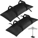 130LBS Extra Large Umbrella Base Weight Set of 2, Patio Fillable Sand Bags for Weight, Heavy-Duty Furniture Outdoor Weights for Umbrella Stand Patio Garden Backyard, Black(Without Sand)