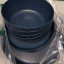 EI 12pcs Dark Blue Wheat Straw Dinnerware Set,Wheat Straw Plates,Plastic Plates Reusable,Plate and Bowls Sets,Unbreakable Plastic Plate for Dinner, Camping,Picnic