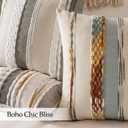 ANRODUO Pack of 2 Boho Decorative Throw Pillow Covers 20x20 Farmhouse Cushion Case Striped Chenille Pillow Cases Square Pillow Covers Accent Neutral Pillowcase for Sofa Couch Bed, Blue-Earth Tones