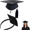 2 x Graduation Cap Headband Anti-Fall Firm Hairband with Adhesive Felt, Secures Your Grad Cap & Hairstyle in Place, Essential Hat Accessory for Graduates, Students, Girls 1 Pack