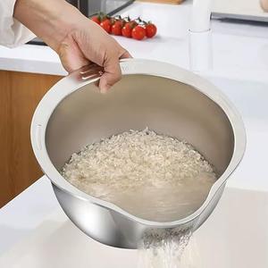 Upgrade Your Kitchen With This Modern Design 304 Stainless Steel Rice Colander – Fine Mesh Strainer, Durable, Rust-Resistant, Ideal for Washing and Draining Rice, Vegetables, Fruits and More
