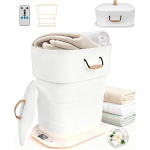 27L Foldable Towel Warmers for Bathroom, Dual Control Hot Towel Warmer Container, Fits Up Two 40"X70" Oversized Towels, Bathrobes, Blankets, 3 Heating Modes, Auto Shut Off - Perfect Spa Gift for Home