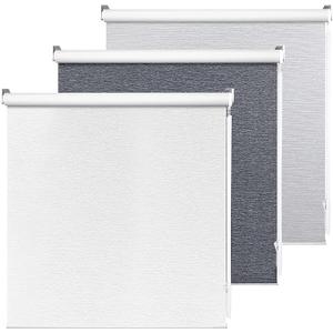 ALLBRIGHT 100% Blackout Roller Blinds for Windows, Shades for Indoor Windows with Striped Jacquard, UV Protection Fabric, Window Shades for Home,Office, Easy to Install, Gray, 36" W X 72" H (White)