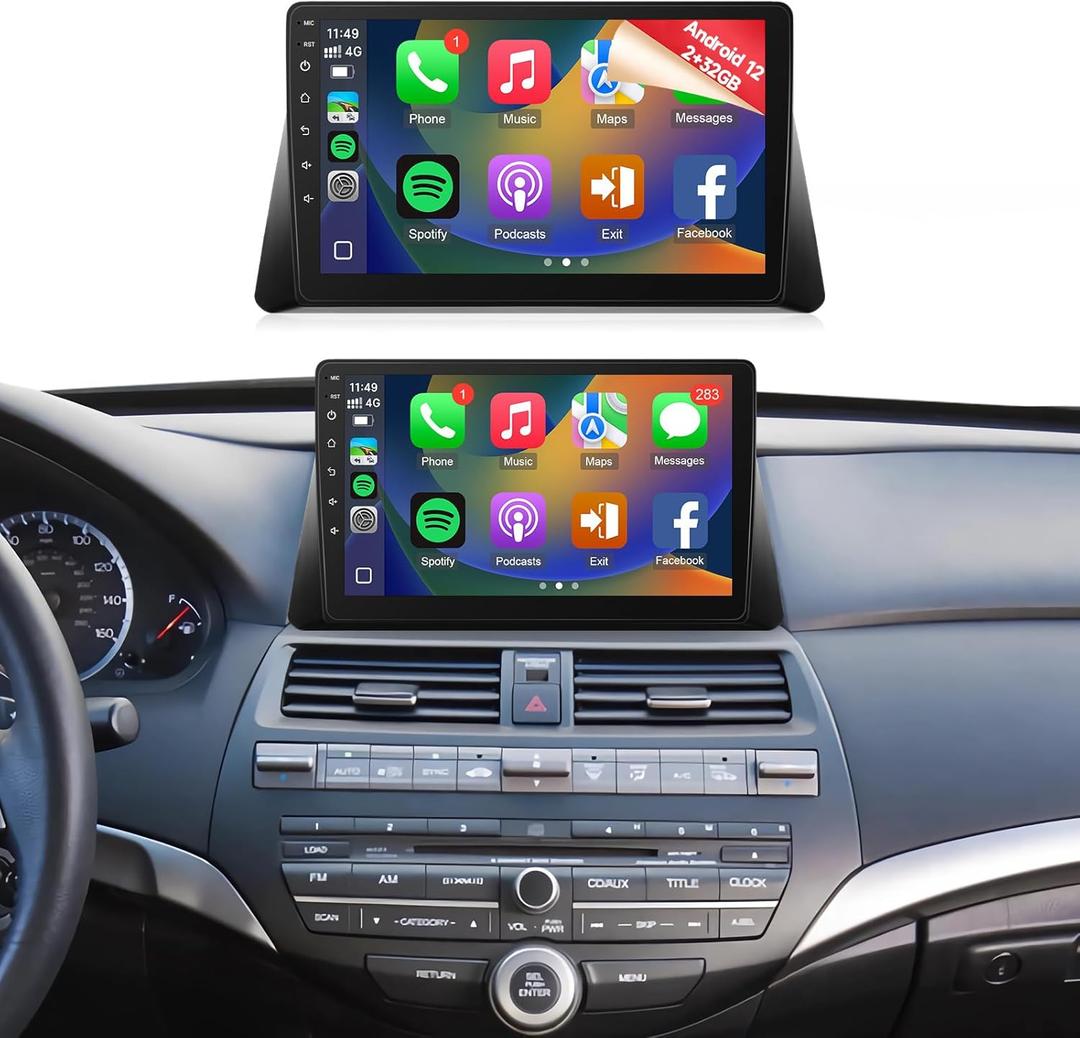 Naifay Android 12 Car Radio for Honda Accord 8th 2008 2009 2010 2011 2012 2013, 10.1inch IPS Touch Screen for Accord Stereo with Carplay Android Auto/Bluetooth/GPS/WiFi/FM/Backup Camera