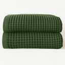 Premium Waffle Bath Towels Pack of 2 Extra Large 35x71 inch - 100% Turkish Cotton, Waffle Weave, Quick Dry, Lint Free, Oversized, Thin Bath Sheet Towel (Dark Green, Set of 2 Bath Towels)