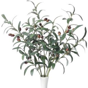 SzJias Olive Branches for Vases Artificial Olive Branches Faux Tree Branches Stems for Vase (3 Branches, 28.7 inch/Each)