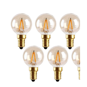 E14 Vintage Edison LED Light Bulbs 1W Non-Dimmable, European Base Warm White 2200K 10 Watt Replacement G40 Equivalent Filament Mini Globe Bulb for Decorative Lamp, Amber Glow, 110V (5 Pack)