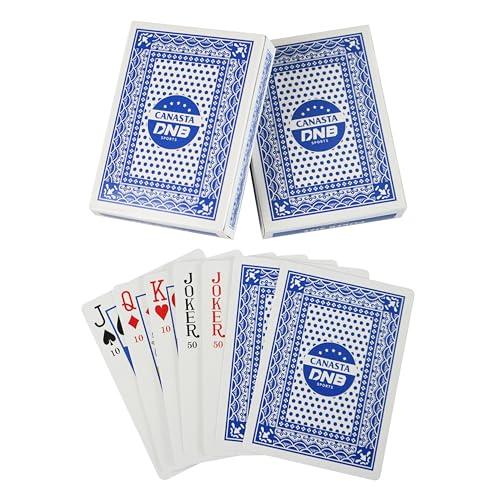 DNB 2 Deck Canasta Cards - 2 Decks Blue Playing Cards with Point Values - Includes Canasta and Hand and Foot Rules