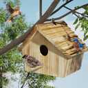 Auslar Bird House, Bird Houses for Outside, Wooden Birdhouse for Outdoors, Hanging Bluebird House for Cardinals Finch Wren Swallow for Wild Bird Viewing