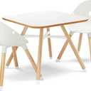 Lalo The Play Kit - Kids Table & Chairs Set with Sustainably Sourced Wood Table & 2 Non-Toxic Bucket Seat Chairs - Safe & Comfortable - Coconut/Coconut