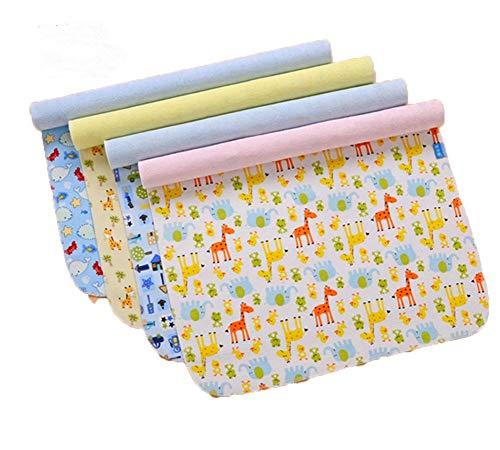 Monvecle 4pcs Pack Baby Infant Waterproof Cotton Changing Pads 18"x12" Washable Resuable Diapers Liners Mats (4pcs Pack-18"x12")