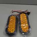 Partsam 2Pcs 6.3" LED Oval Amber Strobe Lights 24LED Recessed with Triple Flash Patterns for Truck Towing Trailer Lights Lamps, Rubber Grommets and 3-prong Wire Pigtails Included, 10V-30V