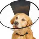 Dog Cone Collar, Transparent Recovery Cone for Large Dogs Soft Elizabethan Collar, After Surgery to Prevent Licking Wound, Enhanced Visibility, L