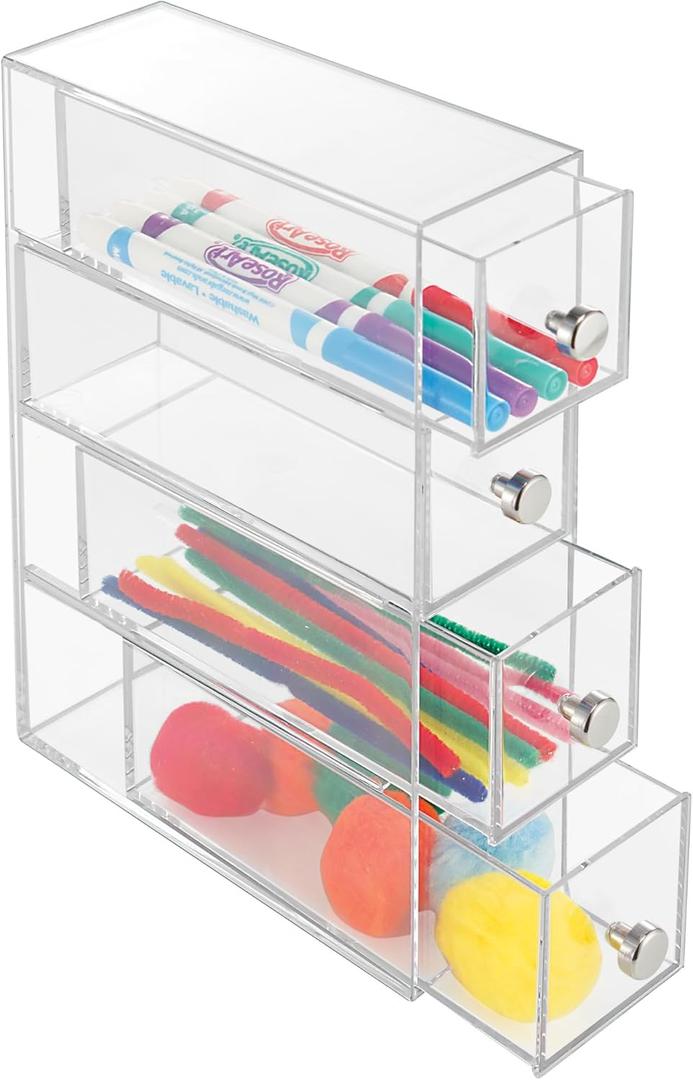 iDesign 36560EU 4-Drawer Vanity/Cosmetic Organizer, Set of 1, Clear