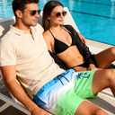 Cozople Men's 5.5" Inseam Swim Trunks Detachable Built-in Compression Liner Quick-Dry Anti-Chafing Design for Water Sports (Blue, L)