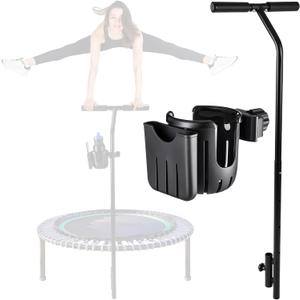 Handle Bar for Fitness Trampoline with Water and Phone Holder Height from 39'' to 51'' Fit for Foot Tube Within 0.98'' to 1.38'' Diameter Trampoline Accessories Mini Rebounder with Foam Handle