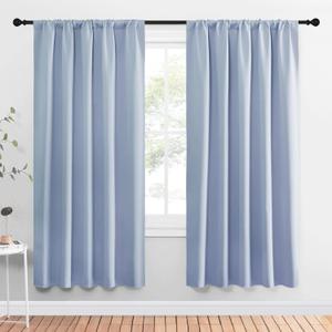 NICETOWN Window Curtains Blackout Drapes, Vintage Blue, 1 Pair, 52 by 72-Inch, Thermal Insulated Solid Rod Pocket Blackout Curtains/Draperies for Living Room