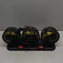 Triple-Head Fan for Car, Portable Car Fans for Vehicles Cars RV Vent with 360Rotation Cigarette Lighter Plug