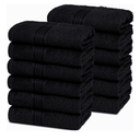 Belizzi Home Ultra Soft Cotton Washcloths, Contains 12 Piece Face Cloths 12x12 inch, Ideal for Everyday use Face Towels, Compact & Lightweight Multi Purpose Washcloths - Black