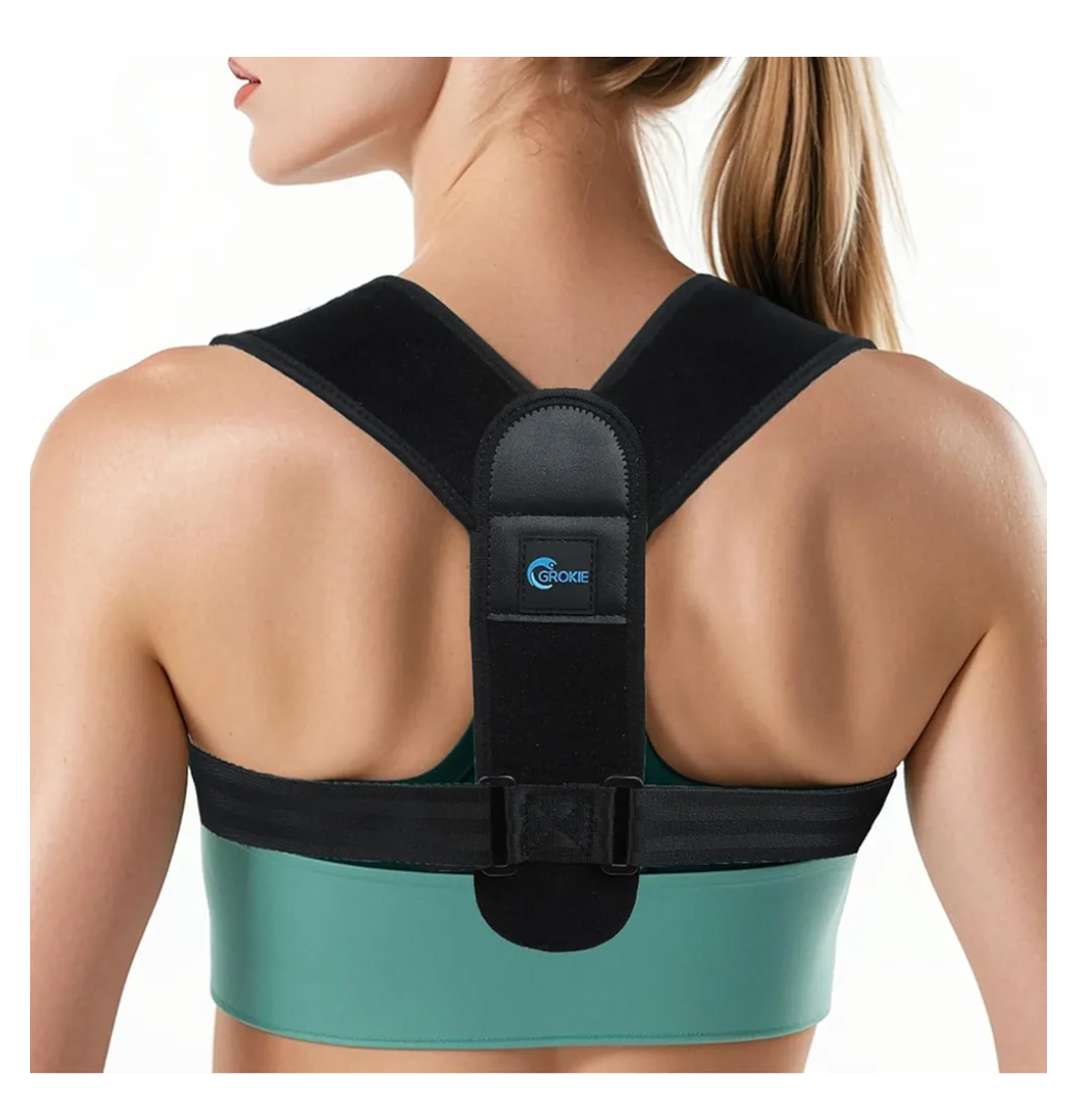 GROKIE Posture Corrector for Women and Men – Adjustable Back Brace for Posture Support, Upper Back, Clavicle and Shoulder Support, Comfortable and Breathable Back Straightener for Pain Relief (Large)
