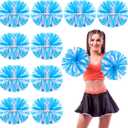 WILLBOND 12pcs Cheerleading Pom Poms Bulk Metallic Foil Cheerleader with Baton Handle Plastic Ring Cheerleader Pompoms for Spirit Game Sports Dance Cheering Squad Soccer (Blue and White)