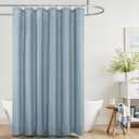 KOUFALL Light Blue Shower Curtain Liner Linen Fabric Waterproof Washable Pretty Boho Vintage Shower Curtains for Bathroom Decor with Hooks,72 x 72 Inch,Stone Dusty Grey Blue