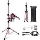 Klvied Wig Stand Tripod Upgraded, Mannequin Head Stand Double Locking, Reinforced Metal Wig Head Stand with Tool Tray, Rose Gold (53.5 Inches)