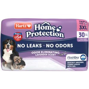 Hartz Home Protection Lavender Scented Dog Pads, 3XL 30 Count, Super Absorbent & Won't Leak, Odor Eliminating