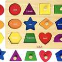 Dailyfunn Montessori Toy Shape Peg Puzzles Baby Puzzle 12-18-24 Months with Knob for Infant-Toddlers 1-3