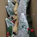 Christmas Table Centerpiece with LED Lights, Green Xmas Tree Decoration, Red Berry, Christmas Balls for Holiday Party, Home, Fireplace