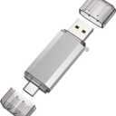 RAOYI 128GB USB C Flash Drive, 2 in 1 USB 3.0 Type C Dual OTG Metal Thumb Drive Jump Drive Memory Stick with Keychain Suitable for USB-C Smartphones, MacBook, Computers and Tablets (Silver)