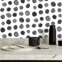 4 x Black and White Peel and Stick Wallpaper, Vintage Self Adhesive Wall Paper, Modern Dark Polka Dot Contact Paper for Cabinets, Drawers, Kitchen, Bathroom and Bedroom, 17.5 x 118