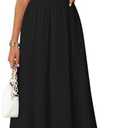 ZESICA Summer Dresses for Women 2026 Elegant Classy Square Neck Short Sleeve Flowy Cocktail Party Midi Dress 2XL