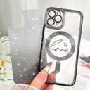 Fiyart Designed for iPhone 11 Pro Case,Compatible with MagSafe Love Heart Plating Camera Protection TPU Magnetic Glitter for Women Girls Shockproof Phone Bumper 5.8"-Black