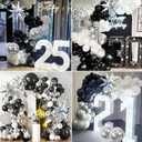 Black Silver Balloons Arch Garland Kit, Black Silver White Balloons Disco Ball Balloons Arch for Disco Party Christmas 2026 New Year's Eve Birthday Graduation Anniversary Decorations