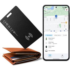 Wallet Tracker Card for Android,Rechargeable Air Tag Wallet Finder, Thin and Light Smart Card IP68 Waterproof GPS Tracker Item Locator for Google Find Hub App(Android Only)