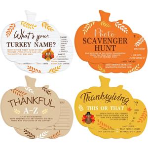 COCHIE Thanksgiving Games for Family Party Adults Office Large Groups, What is Your Turkey Name Games, Autumn Photo Scavenger Hunt Game, Fall This or That Classroom Activities (Pumpkin)