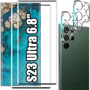 XDesign [2+2 Pack Galaxy S23 Ultra Screen Protector, 9H Tempered Glass Scratch Resistant, Ultrasonic Fingerprint Support, For Samsung Galaxy S23 Ultra 5G 6.8 Inch Glass Screen Protector