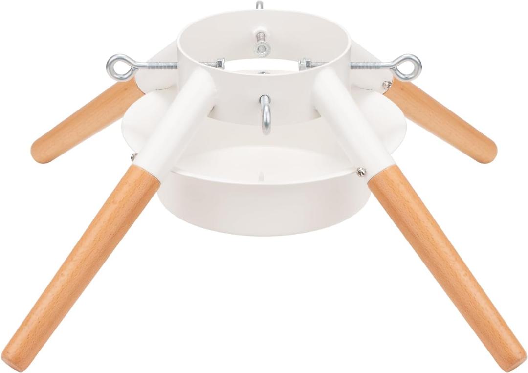 White Christmas Tree Stand Metal Xmas Tree Base Holder Stand for 10ft Real Tree Christmas Tree Decorations Fits Up to 4.9" Xmas Tree Trunks