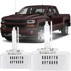 D5S HID Headlight Bulbs, Fit for 2016 2017 2018 Chevy Silverado 1500 LT LTZ LS WT 2015-2018 GMC Sierra 1500 2500 3500 HD, High Low Beam Xenon Light, 6000K Cool White, Pack of 2