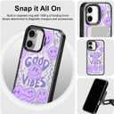 MOSNOVO Magnetic Case for iPhone 16, 10ft Military-Grade Protection, Compatible with Magsafe, Shockproof Phone Case for iPhone 16 - Good Vibes - Clear Black