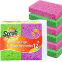 SCRUBIT Cleaning Scrub Sponges, [New Packaging] Non-Scratch Kitchen Sponges for Dishes - 12 Pack Dishwashing Sponge - Assorted Colors Package May Vary