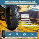 14x2.125 Tubeless Tire, 14 x 2.125 8PR Nylon Structure Bicycle Neumtico, Puncture Proof, Anti-Slip Tread, Max 300kPa, With Angled Valve Fit Tubeless Ri_m Only