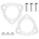 2PCS Exhaust Gasket Set 2.5" Triangular 3 Holes Exhaust Flange Gasket with 3PCS Exhaust Bolts, Universal Exhaust Manifold Gasket Car Accessories for Most Cars,Trucks,SUVs(2.5 Inches)