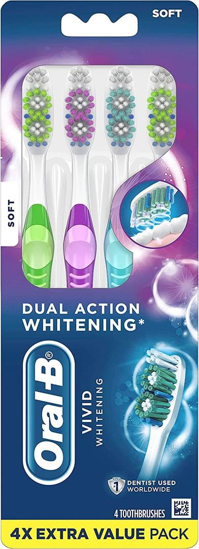 Oral-B 3D White Stain Eraser, 4 count SOFT manual tootbrush pack, Removes Stains, Whitens Teeth, Tongue and Cheek Cleaner Oral-B 3D White Stain Eraser, 4 count SOFT manual tootbrush pack, Removes Stains, Whitens Teeth, Tongue and Cheek Cleaner